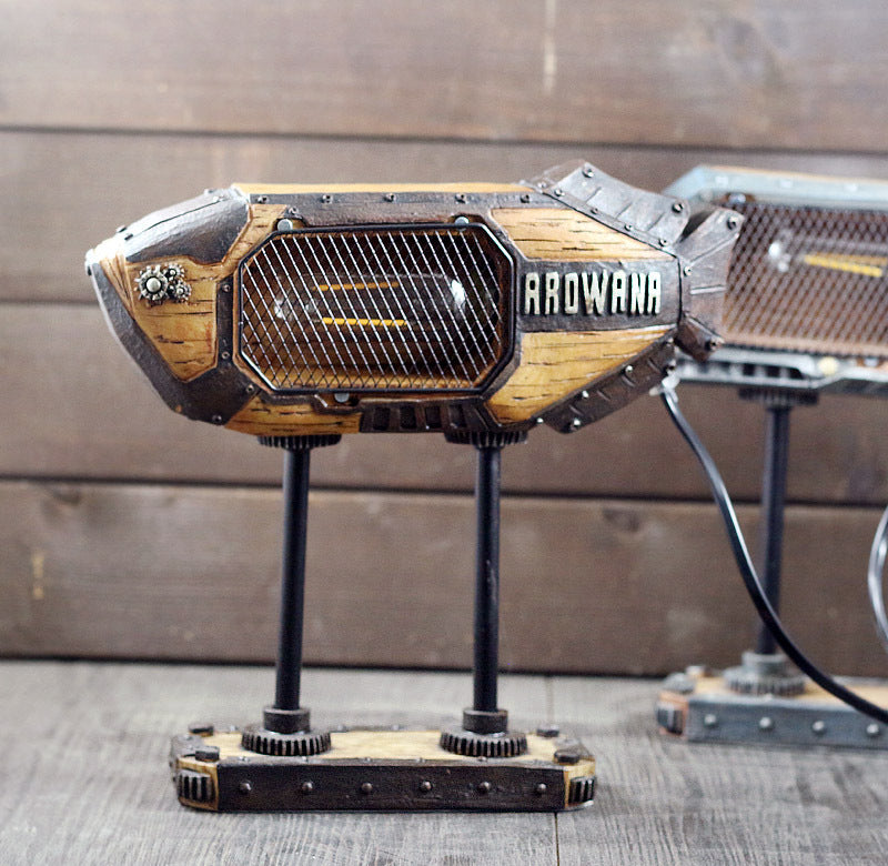 Retro Distressed Fish Iron Fish Lamp LED Table Lamp