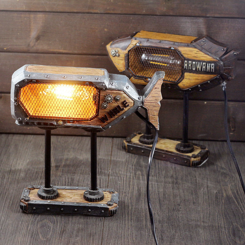 Retro Distressed  Fish Iron Fish Lamp LED Table Lamp